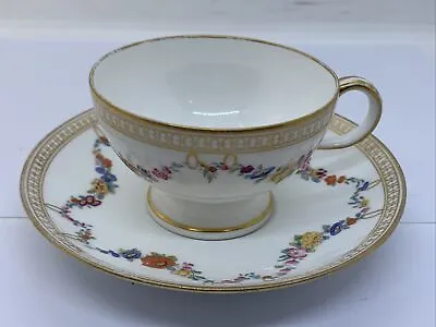 Buy Antique Minton Hand Painted Floral Swag Gilded Tea Cup & Saucer Duo Code 5223 • 10£