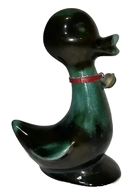 Buy Vintage BLUE MOUNTAIN POTTERY Duck Duckling Drip Glaze Figurine Green With Bell • 8.59£