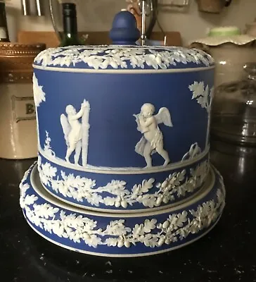 Buy Antique Jasperware Blue And White Cheese Dish/ Dome/ Cheese Keeper, Large Size • 289£