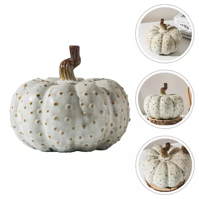 Buy White Pottery Ceramic Pumpkin Ornaments Porcelain Mini Artificial Pumpkins • 37.38£