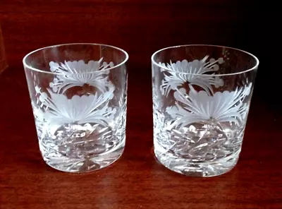 Buy A Pair Of Royal Brierley Honeysuckle Pattern Cut Glass Whisky Tumblers - SIGNED. • 29.99£