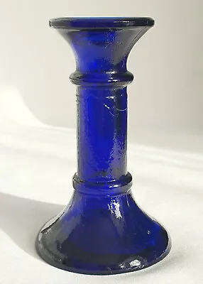 Buy Cobalt Blue Round Glass Candlestick, Crafted Candle Holder • 16£