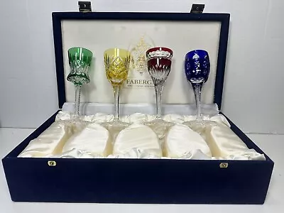 Buy Set Of 4 Faberge Na Zdorovye Stemmed Cordial Crystal Glasses In Original Box • 479.56£