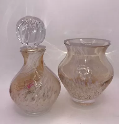 Buy Caithness Posy Vase & Perfume Bottle Blown Glass Peach Swirl Scotland • 18£