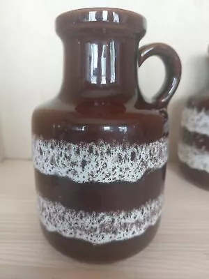 Buy West German Vintage Handled Fat Lava Pitcher Flagon Vase 16cm Tall • 12£