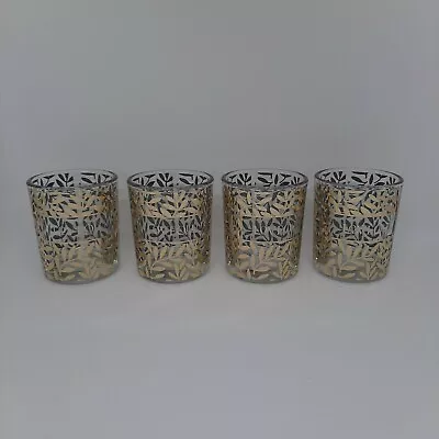 Buy LoveOlli Glass Tealight Candle Holders Set Of 4 Gold Colour Botanical Design • 4.99£