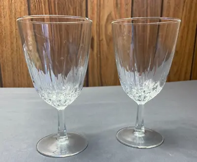 Buy Vintage Set Of (2) Diamond Pattern Clear Crystal Stemware Wine Glasses • 9.60£