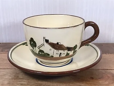 Buy Vintage Extra Large Dartmouth Pottery Torquay Motto Ware Cup & Saucer • 9£
