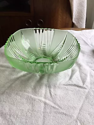 Buy Art Deco Green Glass Bowl 1930s Decorative Stölzle? Czech Republic • 15£