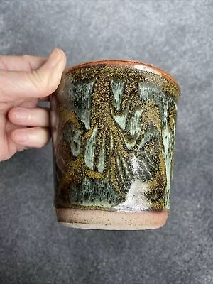 Buy Mid Century Stoneware Art Pottery Small Pot 4” High Hand Painted Drip Glazed • 16£