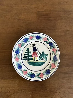 Buy HB Quimper French Faience Plate - Breton Scene - Approx 7in • 29.99£