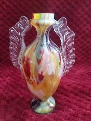 Buy Rare Franz Welz Glass, Multicoloured Spatter Blown Trophy Vase • 35£