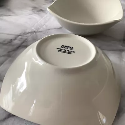 Buy M&S Andante Square Cereal Bowls 17cm Cream Stoneware Marks & Spencer Set Of  3 • 9.99£