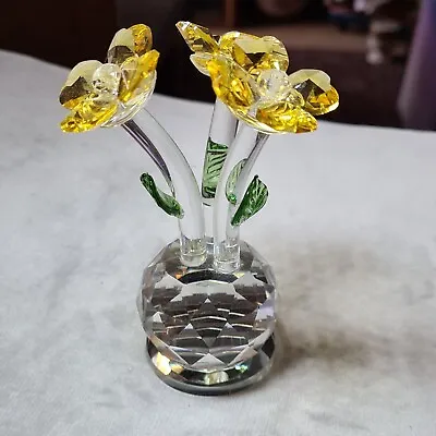 Buy Crystal Yellow Flower Ornament, Imikeya, Approx 10cm Tall • 12£