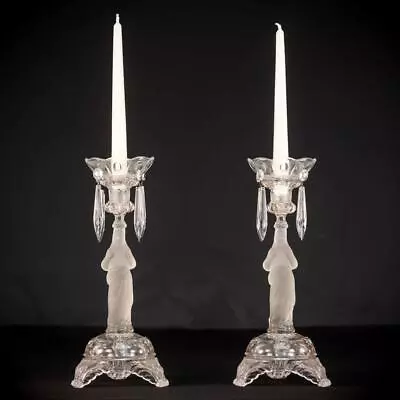 Buy Candlesticks Pair | French Antique Glass Candle Holders | Sacred Heart | 13  • 265£