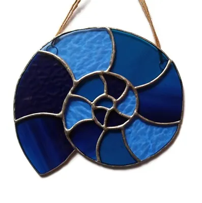 Buy Ammonite In Blue Stained Glass Suncatcher • 32£