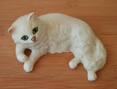 Buy Beswick Persian Lying Kitty Cat Figurine Green Eyes Marked England 1876 Vintage • 41.28£