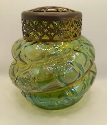 Buy Antique Nouveau Czech Bohemia Iridescent Glass Rose Bowl Vase • 20£