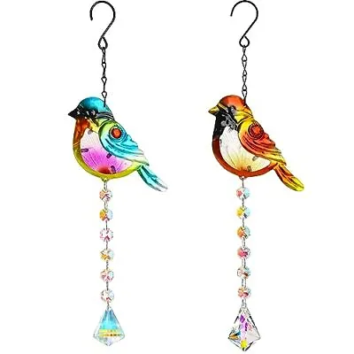Buy Set 2 Stained Glass Little Birds Suncatchers Rainbow Maker Crystal Prisms  • 21.44£