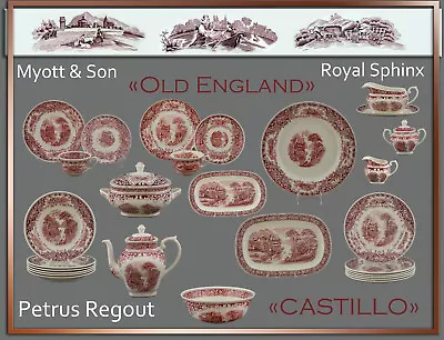 Buy   Old England-Cambridge  Parts To Choose From: Plate Cup Red Myott Sphinx Castillo • 3.26£