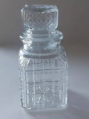 Buy Vintage Apothecary Jar Clear Pressed Glass W/Lid 6.5  Grid & Criss Cross Pattern • 15£