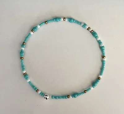 Buy Minimalist Beaded Turquoise Seed Bead Petite Friendship Stretchy Bracelet • 2.85£