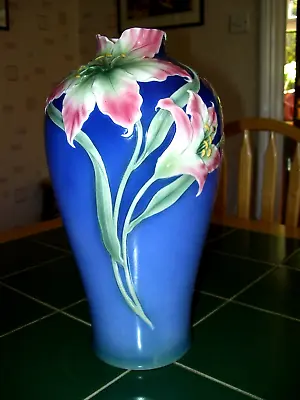 Buy Franz Porcelain Tall Beautiful Royal Blue Lily Vase 12.25 Inches No. Xp1819 • 85£