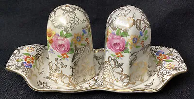 Buy Vintage BCM Nelson Ware Floral Pattern Salt & Pepper Set On Tray Made In England • 21.81£