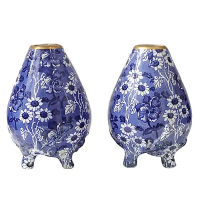 Buy Arts Crafts Pottery Vases Blue And White Flower Pattern Circa 1890 • 120£