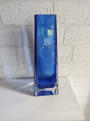 Buy Vintage Wedgwood Glass Vase Blue/ Clear 9.7 H • 8.99£