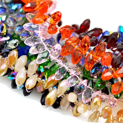 Buy 98x Crystal Glass Teardrop Briolette Top-drilled Faceted Beads Jewellery Making • 5.99£