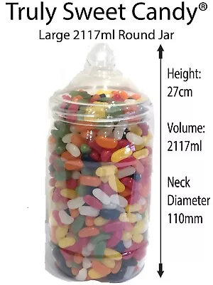 Buy Large Plastic 2117ml Retro Sweet Jars With Victorian Style Lids Wedding Party • 14.99£