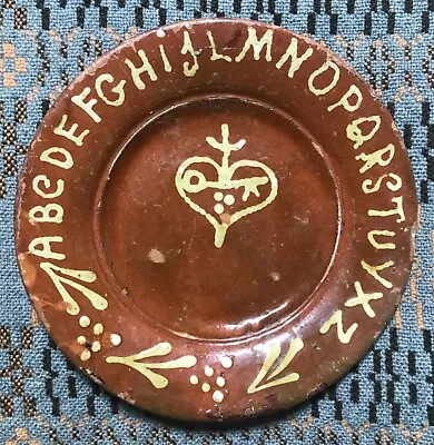 Buy Old Slipware Pottery Alphabet Dish. St. Valentine's Heart • 29.99£