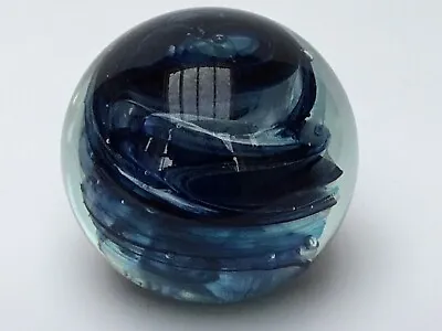 Buy Large 3.25” Blue Swirl Vintage Isle O Wight Open Flame Pontil Paperweight Harris • 30£