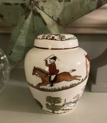Buy Crown Staffordshire - Hunting Scene - Small Ginger Jar With Lid Urn Vintage • 16£