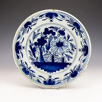 Buy Antique Dutch Delft Pottery - Tin Glazed Oriental Scene Chinese Inspired Plate • 8.39£
