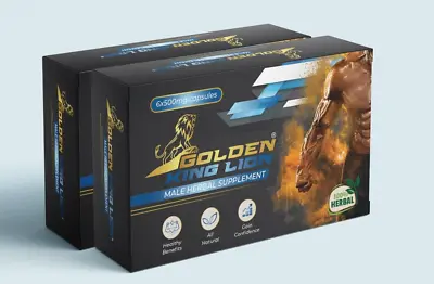 Buy 12x Golden King Lion  500mg HERBAL MALE FOOD SUPPLEMENT CAPSULES FOR MEN -UK • 15.99£