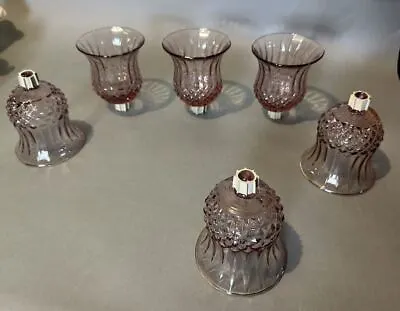 Buy Set Of 6 Vintage Amethyst Pressed Glass Candle Holder Cups • 169.55£