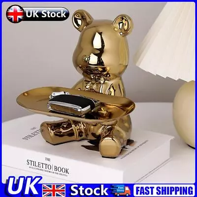 Buy Ceramic Bear Tray Storage Ornament Plating Bear Statue Art Home Decor (Gold) UK • 14.39£