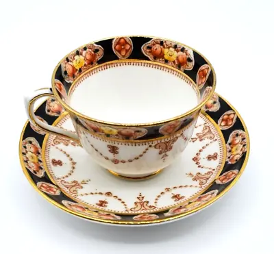 Buy Royal Albert Crown Fine China Imari Devon Black Gold Teacup & Saucer Set  • 19.85£