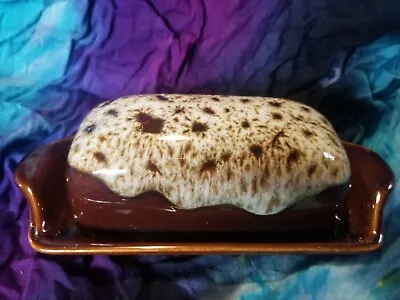 Buy Vintage Brown Drip Glaze Ceramic Covered Butter Dish Aesthetic Retro 70's • 16.60£