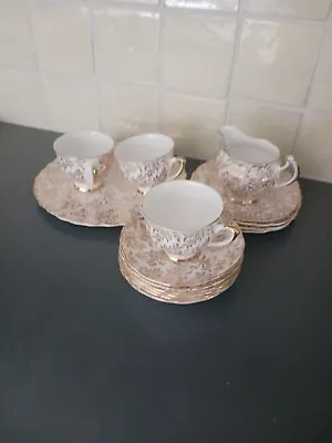 Buy Crown Regent Bone China Gold Plated Tea Set Bundle, Plates, Tea Cups, Tea... • 10£