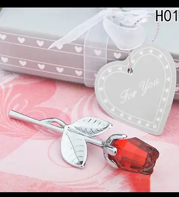Buy Crystal Red Rose Flower Clear Crystal Rose Ornament Valentines Day Gift Boxed • 9.99£