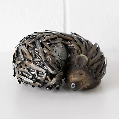 Buy Small 15cm Sleeping Hedgehog Metal Garden Ornament Animal Sculpture Outdoor Art • 23£