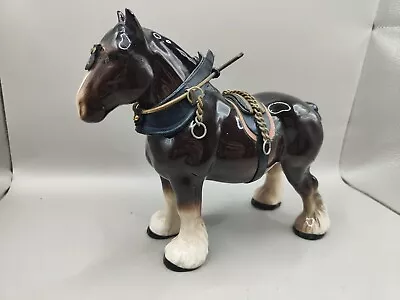 Buy Vintage Melba Ware Brown Ceramic Pottery Shire Horse Harness Figure England 6 • 12£