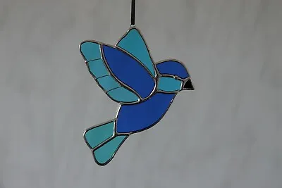 Buy Stained Glass Suncatcher/Window Hanger Flying Two Tone Blue Tropical Bird Gift • 28£