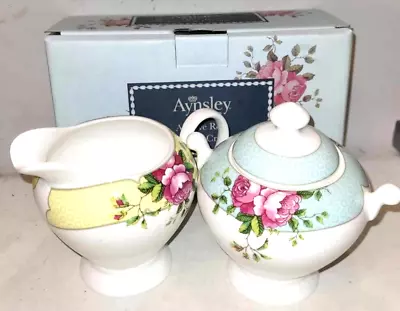 Buy Aynsley Archive Rose Cream Jug And Sugar Bowl Boxed Bone China England • 25£