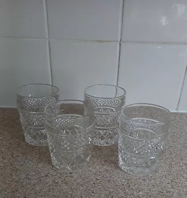 Buy Four Vintage Cut Glass / Crystal Whisky Glasses • 14.99£