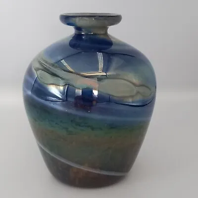 Buy Isle Of Wight Flame Pontil 1970s Aurene Glass Vase Michael Harris Rare Shape • 50£