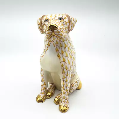 Buy Herend Hungary Figurine Labrador Dog Sitting Yellow Handpainted 15567 MINT • 278.21£